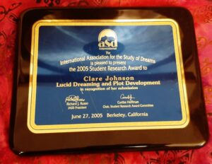 Lucid Plot Devp Award 2005 Dr Clare Johnson deepluciddreaming.com